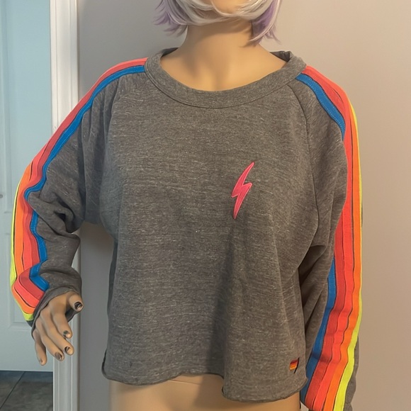 Aviator Nation Cropped Stripped Crewneck XL Made in USA🇺🇸 - Picture 6 of 13